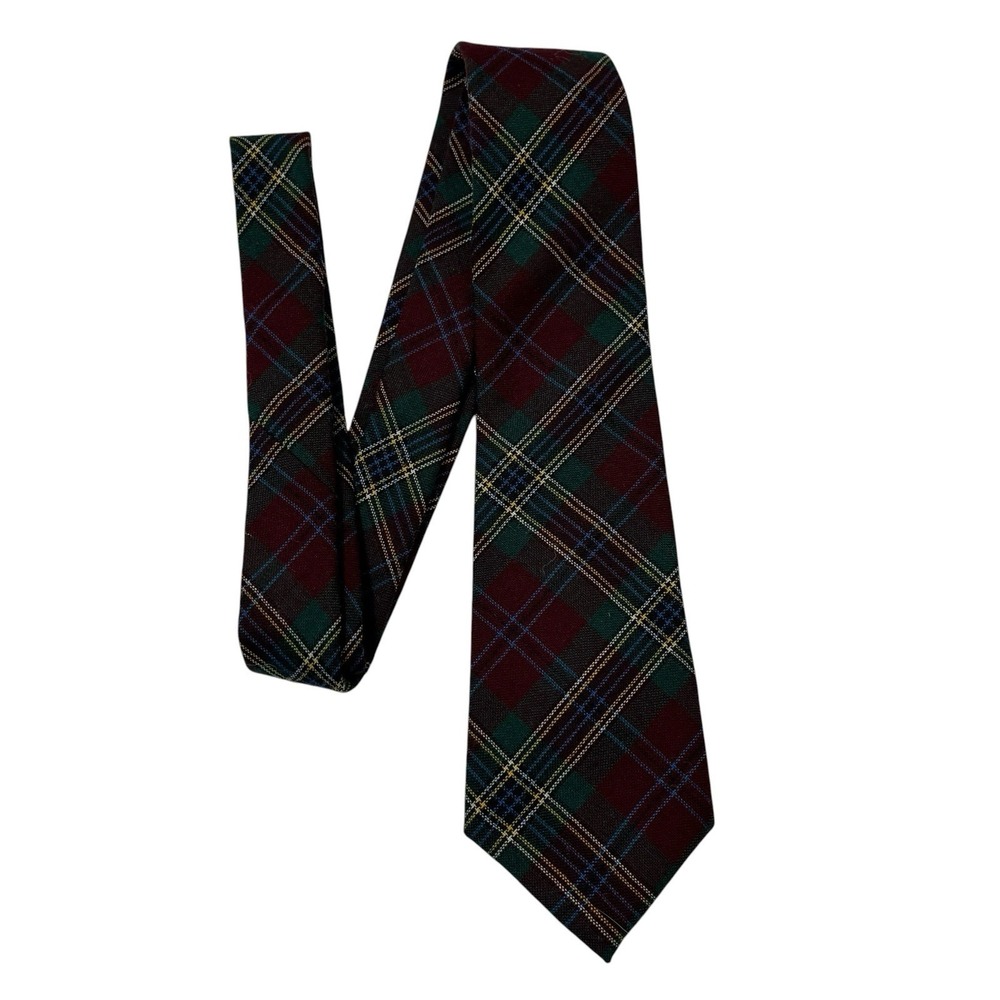 Vintage Lands End Tie Plaid 100% Wool Charter Collection Old Money Handmade
